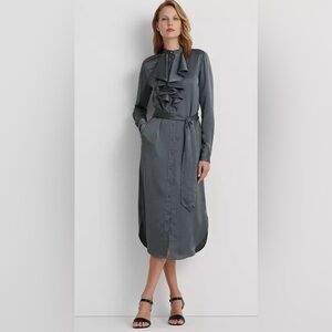 Lauren Ralph Lauren
Ruffle-Trim Satin Charmeuse Shirtdress